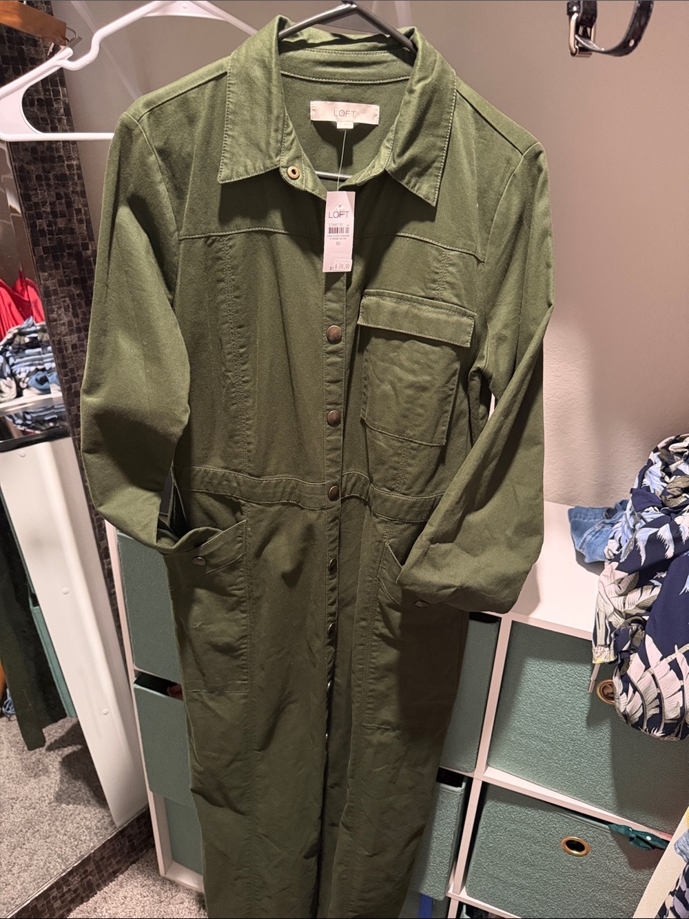 LOFT Olive Utility Maxi Dress